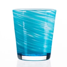 China Handmade Blue Colored Candle Holder Glass Fill Wax 10oz manufacturer
