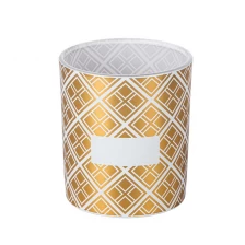 China hot stamping gold candle holder glass with white color sprays manufacturer