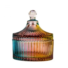 China Transparent Spray Bulk Glass Candle Jar With Lid manufacturer