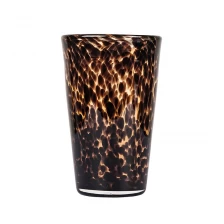 porcelana Tarro de vela de cristal cónico hecho a mano Estampado de animales en negro marrón para decoración del hogar fabricante