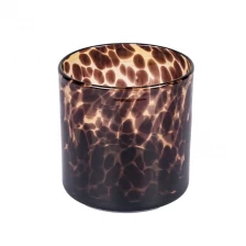 porcelana Envase de vela negro marrón manchado de leopardo para cera de soja fabricante