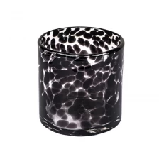porcelana Candelabros votivos de cristal negro con humo manchado de leopardo para decoración moderna del hogar fabricante