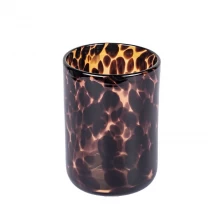 porcelana Handmade Taper Glass Candle Jar Brown Black Animal Print For Home Deocr - COPY - 2v8ibg fabricante