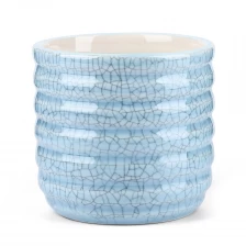 China Crazing Blue Ceramic Candle Holder 14oz manufacturer
