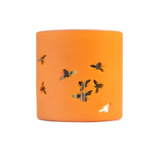 China 3 Docht Kerzenhalter Borosilikatglas Lasergravur Orange Hersteller