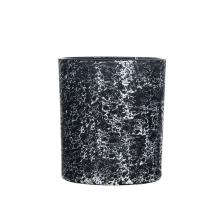 China Black Decorated Empty Glass Candle Holder For Soy Wax manufacturer