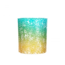 China Gradient Green and Yellow Color Spraying 8oz Glass Candle Container manufacturer