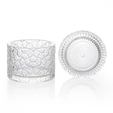 China 9 x 6,5 cm geprägtes Kerzenglas 7 oz mit Glasdeckel 