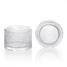 China 9 x 6,5 cm geprägtes Kerzenglas 7 oz mit Glasdeckel 