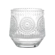 China 10 Unzen geprägtes Muster Glaskerzenhalter Kreisdesign Hersteller