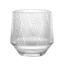 China Kerzenhalter aus Glas mit geprägtem Muster, 10 Unzen, Streifendesign Hersteller