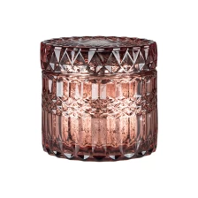 China Luxury 6oz Rose Gold Mercury Glass Candle Container With Lid manufacturer
