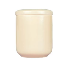 China Glazed Coconut Milk Mango Ceramic Candles Vessel With Lid manufacturer