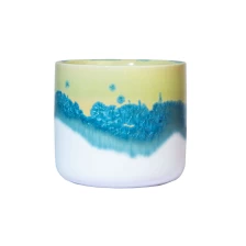 China 11oz Reactive Glazed Ceramic Candle Holder Empty manufacturer