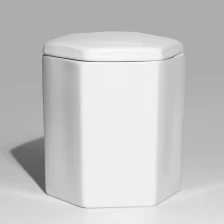 China White Hexagonal Jasmin Flower Ceramic Candle Jar With Lid manufacturer
