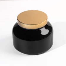 China Wholesale 18oz Glossy Black Glass Jar manufacturer