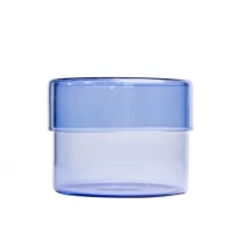 China Luxury Borosilicate Glass Candle Jar with Glass Lid Transparent Blue manufacturer