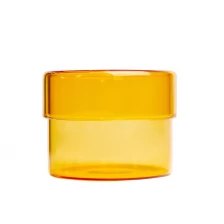 China Luxury Borosilicate Glass Candle Holder with Glass Lid Transparent Yellow manufacturer