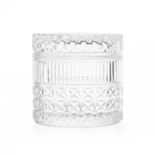 China Producing Embossment Candle Jar Glass with Lid 17oz manufacturer