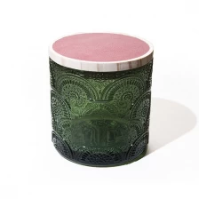 China 15oz Forest Green Glass Candle Jar with Lid manufacturer
