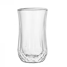 China Wholesale 10oz Double Wall Borosilicate Glass Diamond Drinking Cocktail Glass manufacturer