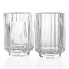 China Ribbed Tumbler Glass Having Blank Label Stick Area manufacturer