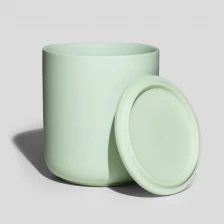 China Nordic Mint Ceramic Candle Jar With Lid 10oz manufacturer