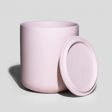 China Modern Pink Ceramic Candle Vessel 10oz manufacturer