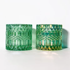 China Lacquering Green 6oz Diamond Glass Jar and Lid manufacturer