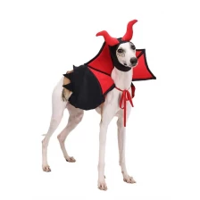 porcelana Disfraz de Halloween para mascotas, 2 uds., disfraz de gato y perro, capa de vampiro, sombrero con cuernos de diablo, fiesta de Halloween, Cosplay para mascotas fabricante