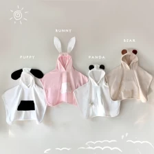 中国 100% 纯棉动物形状婴儿浴巾可爱熊连帽沙滩巾儿童新生儿毛毯 制造商