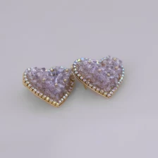 China Purple Rhinestones Heart Shaped Earrings. manufacturer