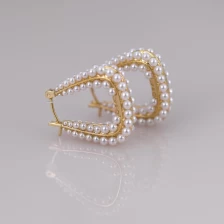 China Fashion Trendy Jewellery White Pearls Hoop Micro Pave Stud Earring. manufacturer