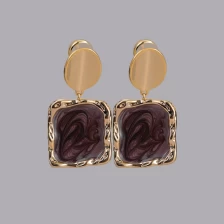 China Square Shaped Oil dripping Stud Earring. manufacturer