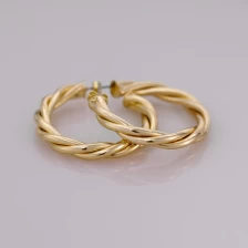China Hottest Twisted Gold Plated Brass Hoop Earring. manufacturer