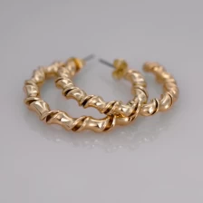 China Twisted Gold Plated Brass Half-C Hoop Earring. manufacturer