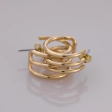 China Geometric Multi-Circle Half-C Brass Hoop Earring. manufacturer