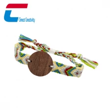 China Custom Logo Wood RFID Fabric Wristband For Festival manufacturer