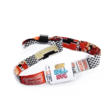 China Concert Events Disposable Logo Printed RFID Fabric Woven Wristband for Festival manufacturer