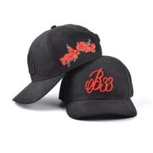 China 3d embroidery black suede baseball caps design logo manufacturer
