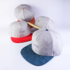 China 5 panels aungcrown patch suede brim flat snapback hats manufacturer