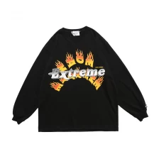China Zwart Cool Hip-Hop Fire Contrast Color Dames Oversized Sweatshirt fabrikant