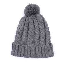 China High Quality Thick Warm Winter Beanie Hat With Pom Pom Knit Beanie manufacturer