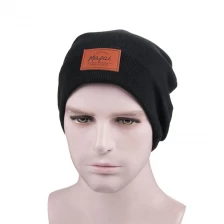 China Promotional Comfortable Black Slouchy Beanie Custom manufacturer