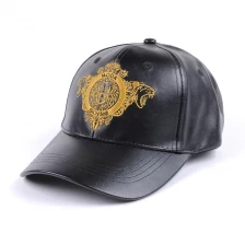 中国 黑色皮革刺绣标志棒球帽 制造商