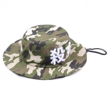 China custom embroidery printing camo bucket hat with string manufacturer
