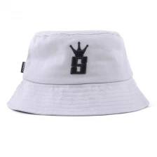 中国 注文の刺繍の白い綿のバケツの帽子 メーカー