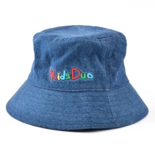 China denim baby embroidery bucket hat custom children's bucket hat manufacturer