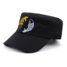 الصين تصميم شعار التطريز قبعة عسكرية سوداء بالجملة الصانع