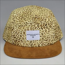 China leopard flat brim 5 panel hats manufacturer